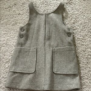 Little girl OatmealSleeveless Wool Dress with Pockets